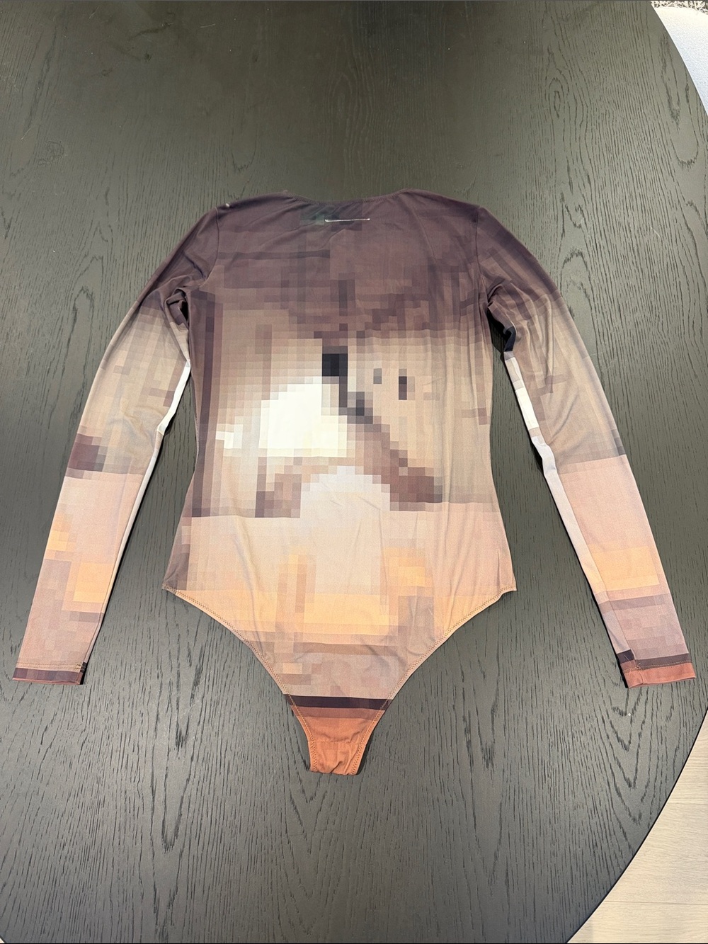 Maison Margiela MM6 Pixelated Brown and Cream Bodysuit - Picture 7 of 7